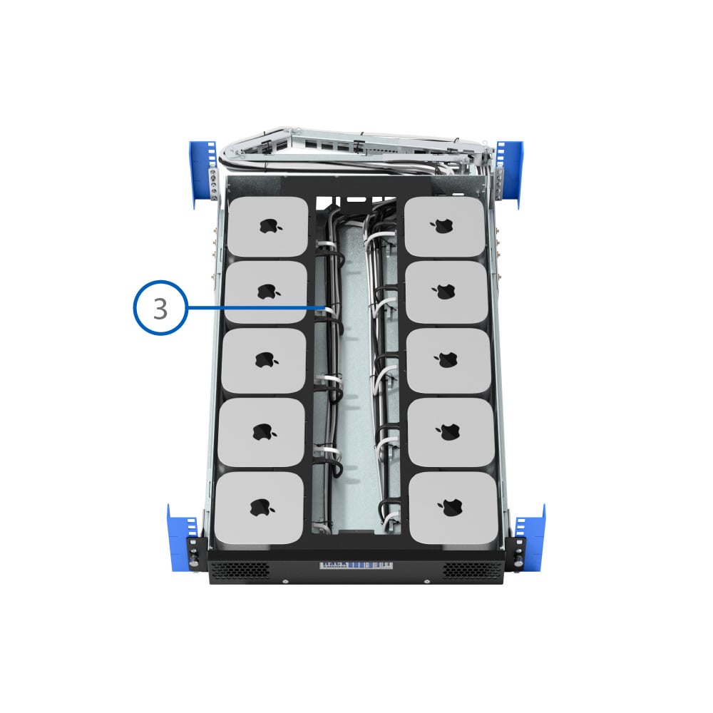 2U HyperShelf for 10 Apple Mac Mini (M4, 2024) Integrated Tie Points (desktop image) 2U HyperShelf for 10 Apple Mac Mini (M4, 2024) Integrated Tie Points (desktop image)