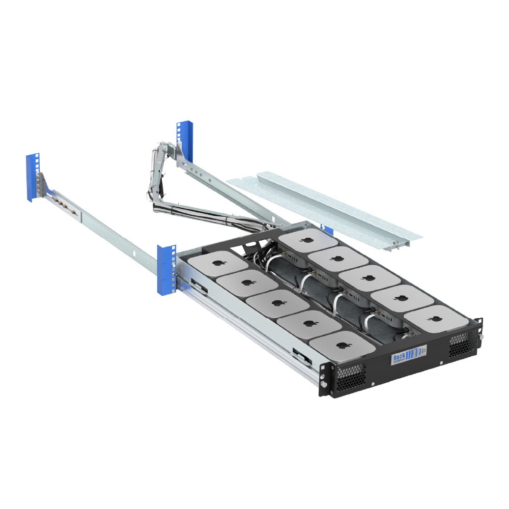 2U HyperShelf for 10 Apple Mac Mini (M4, 2024) Removable Top Panel (desktop image) 2U HyperShelf for 10 Apple Mac Mini (M4, 2024) Removable Top Panel (desktop image)